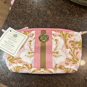 Anna Griffin Pink & Gold Floral Cosmetic Pouch